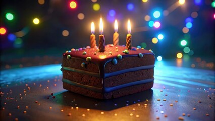 Sweet birthday cake with lit candles, a festive illustration perfect for any celebration
