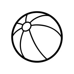 Black outline of a classic beach ball on white background  