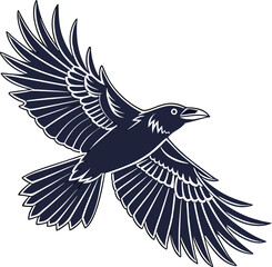 Flying eagle vector silhouette illustration with spread wings, a symbol of freedom in nature