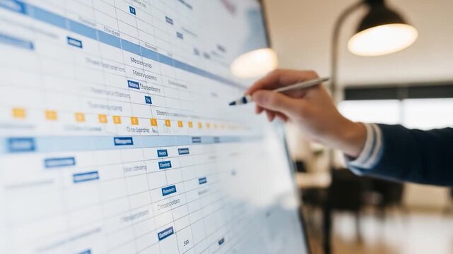 Interactive Gantt Chart: Business Professional Updates Project Timeline with Digital Pen