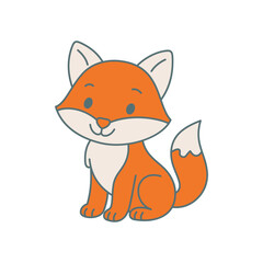 Obraz premium Cute cartoon Fox coloring book illustration vector design templates simple and modern concept