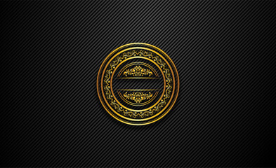 black and gold empty text logo floral ornament background