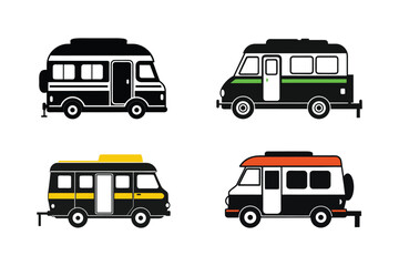Camper Van Silhouette Vector Icon – RV, Travel, Adventure Vehicle Illustration