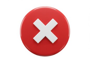 Obraz premium Glossy red circle with white cross symbol isolated on white background