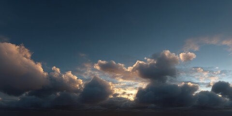 Stunning hdr panorama of dramatic clouds nature 360 degrees viewpoint in the sky