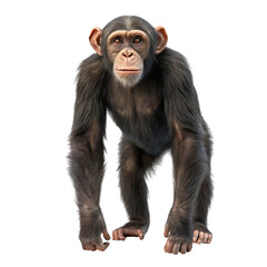 Naklejka premium A realistic chimpanzee stands on all fours with