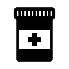 Fototapeta premium Medical bottle with a cross symbol icon.
