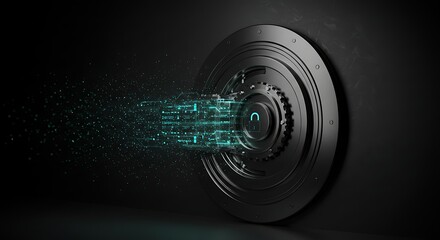 A digital representation of data bursting forth from a secure vault, symbolizing data protection.