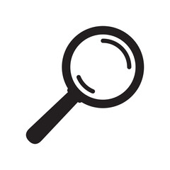 Loupe icon. Magnifying glass icon, magnifier black symbol.