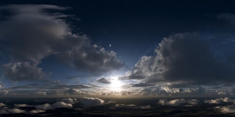 Obraz premium Sunset over clouds 360 degrees hdr panorama of nature atmospheric environment