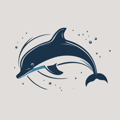 Dolphin in the Sea: A dolphin gracefully swims through the water, its sleek form creating dynamic swirls around itself.