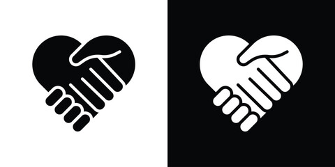 Shake hands icon black flat pictogram. For graphic and web design.