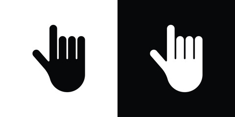 Pointing hand icon black flat pictogram. For graphic and web design.