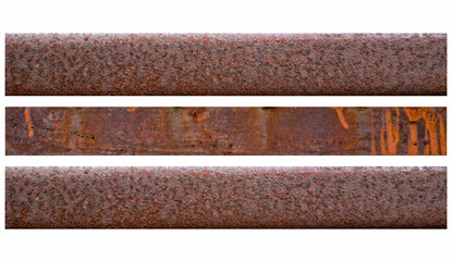 Rusty steel beam from metal stock isolated on white background.