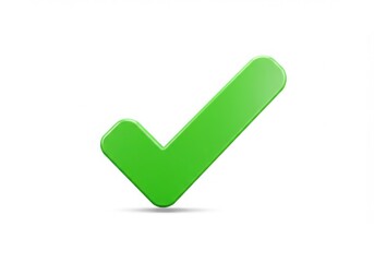 Shiny green check mark symbol isolated on white background