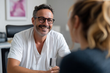dermatologist treating a patient in his office
