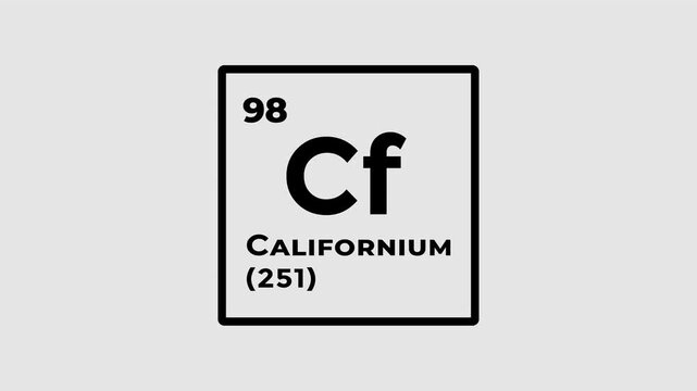 Californium, chemical element of the periodic table graphic animation. Alpha channel. Transparent background motion design. 4K resolution