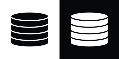 Cylinder database icon black flat pictogram. For graphic and web design.