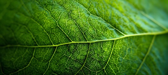 Obraz premium A close look at the texture of a green leaf 