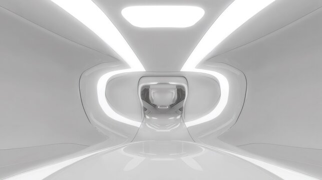 Abstract white surface with sleek shapes, blending sci-fi visuals with modern professional design