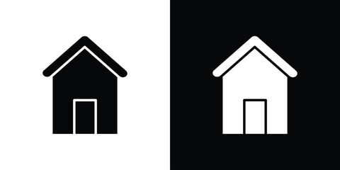 Chicken coop icon black flat pictogram. For graphic and web design.