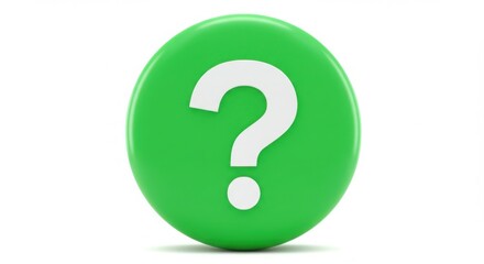 Green circle with white question mark symbol isolated on white background
