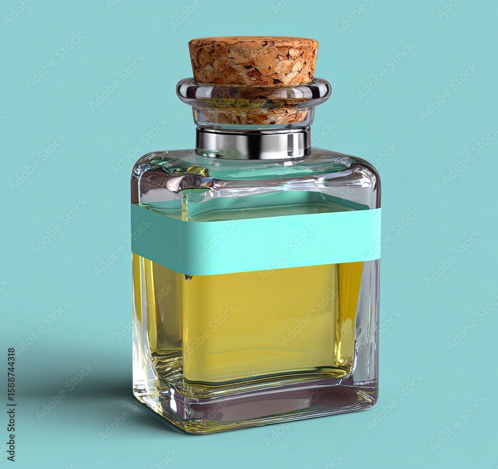 Fototapete artistic rendering of a glass bottle with silver cap in studio modern design minimalist view