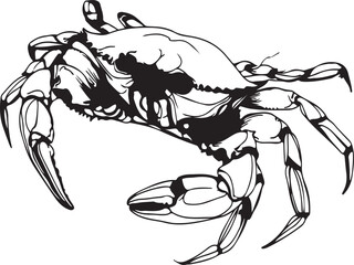 Minimalist and elegant continuous line art of a crab, black-and-white only