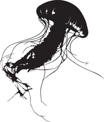  Minimalist and elegant line art of a jellyfish floating, one continuous black-and-white line
