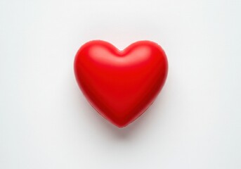 Fototapeta premium A single bright red heart shaped stress ball isolated on white background