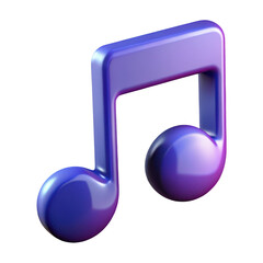 A smooth glossy purple and blue gradient musical eighth note symbol isolated on transparent background