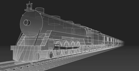  train vintage design 3d illustration