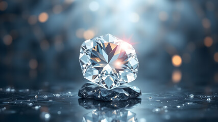 Fototapeta premium Advertising - product photo of shiny crystal on abstract backgrounnd, luxury jewelry stonne on luxury background, luxury diamond, shining diamond. Generation AI