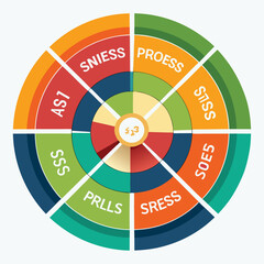 Abstract graphic representation of sales figures with different sections depicting sales target and progress tracking