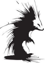 Minimalist continuous line art of a porcupine, elegant and black-and-white only