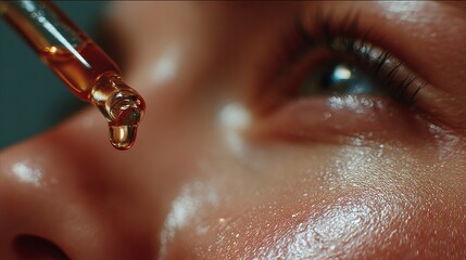 Radiant skin enhanced with a luxurious facial oil application and focused on hydration and beauty for a perfect glow.