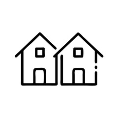Fototapeta premium Hand-Drawn Duplex House Outline Icon, Residential Property Vector
