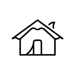  Cozy Home Outline Icon, House with Smoke Vector