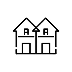  Duplex House Outline Icon, Residential Property Vector Design