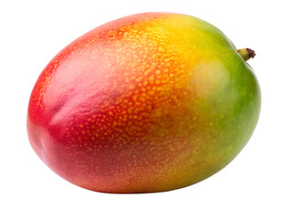 Exquisite mango fruit exhibiting a vibrant blend of red, green, and yellow hues on a sleek transparent background for culinary or nutritional projects.