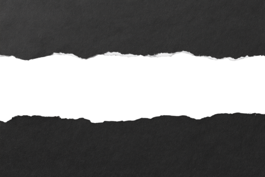 torn black pages with uneven texture edges. set of ripped black paper sheets png isolated on transparent background. document or newspaper mockup.	
