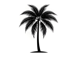 Silhouetted palm tree stands tall, its fronds creating a tropical aesthetic perfect for summer backgrounds or vector graphics, transparent background