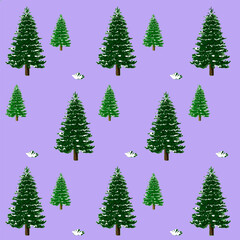 Obraz premium Seamless Pattern of Snowy Pine Trees, Perfect for seasonal, natural, and festive applications or wallpapers.