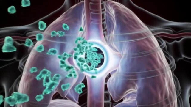 3D Medical Animation of Epinephrine action on anaphylaxis, showing bronchodilation and reversal of allergic reaction in the throat and airways.
