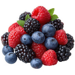 Mixed berries isolated on transparent background