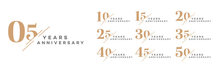 Anniversary Milestones 5, 10, 15, 20, 25, 30, 35, 40, 45, 50 Years