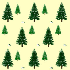Seamless Pattern of Snowy Pine Trees, Perfect for seasonal, natural, and festive applications or wallpapers.