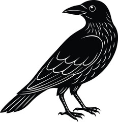 Minimalist Crow Silhouette Bird Illustration.