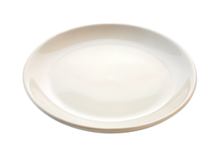 Simple minimal white ceramic plate on a dark backdrop offers a clean and minimalist aesthetic for food presentation and creative designs, transparent background