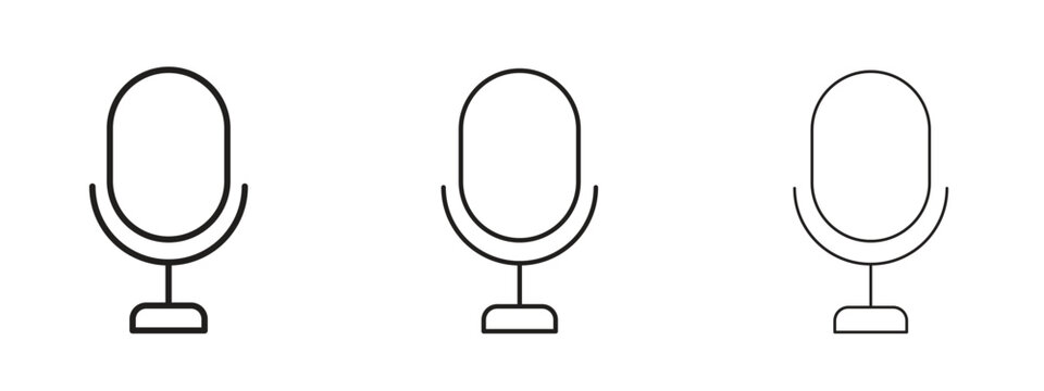 Voice recognition icon thin line symbol on white background, editable stroke vector illustration